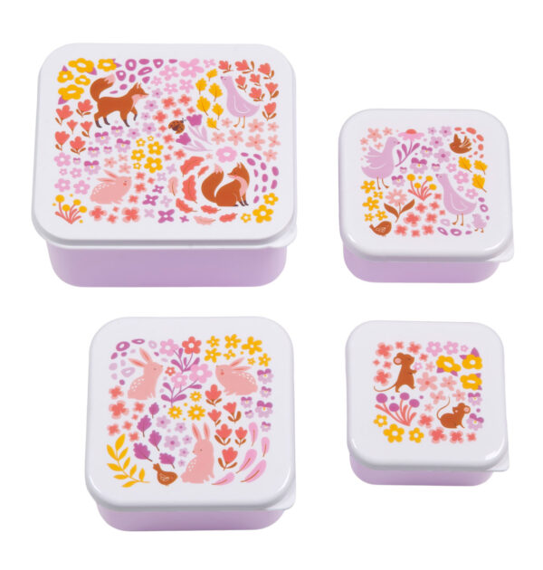 A little lovely company: Σετ 4 δοχεία φαγητού Lunch & Snack Box -Flower garden - Image 2