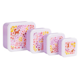 A little lovely company: Σετ 4 δοχεία φαγητού Lunch & Snack Box -Flower garden
