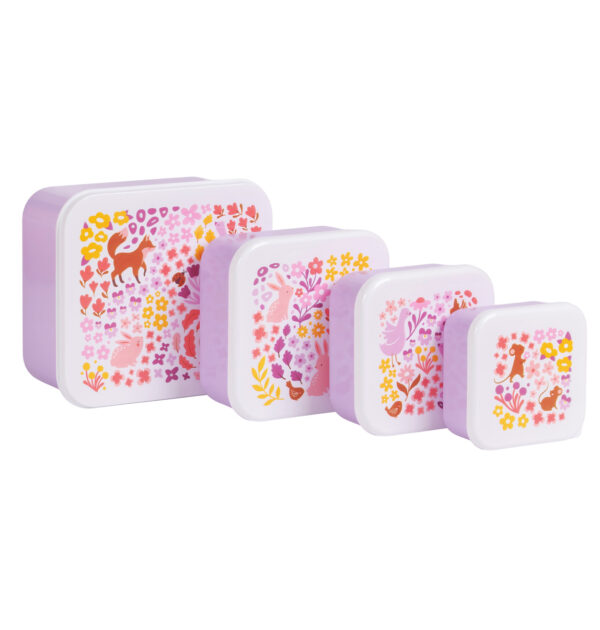 A little lovely company: Σετ 4 δοχεία φαγητού Lunch & Snack Box -Flower garden