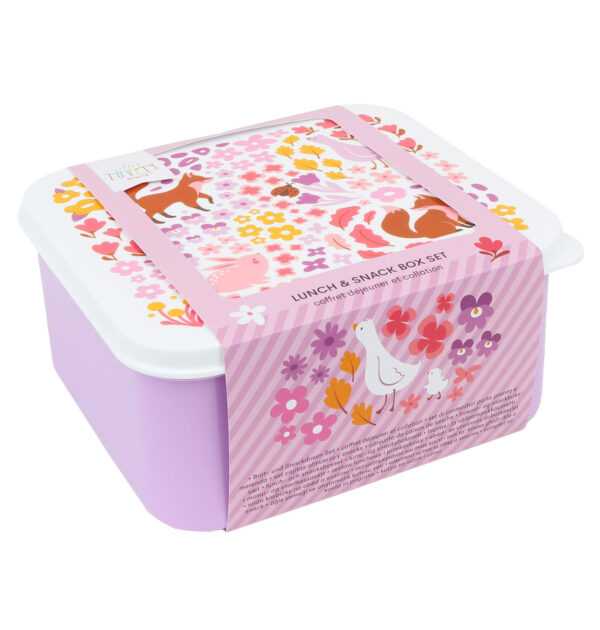 A little lovely company: Σετ 4 δοχεία φαγητού Lunch & Snack Box -Flower garden - Image 4