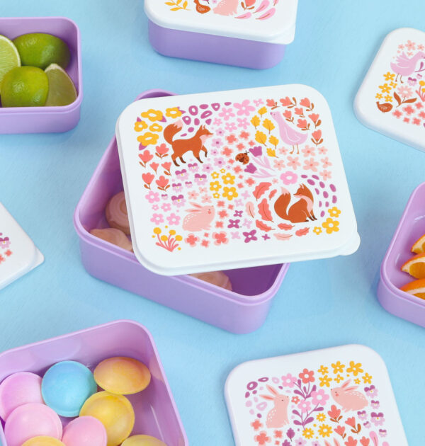 A little lovely company: Σετ 4 δοχεία φαγητού Lunch & Snack Box -Flower garden - Image 5