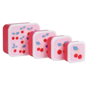 A little lovely company: Σετ 4 δοχεία φαγητού Lunch & Snack Box -Cherries