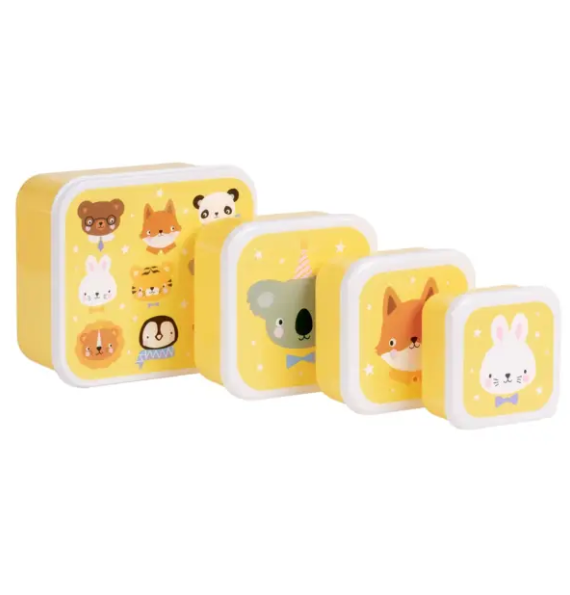 A little lovely company: Σετ 4 δοχεία φαγητού Lunch & Snack Box -Animal Friends