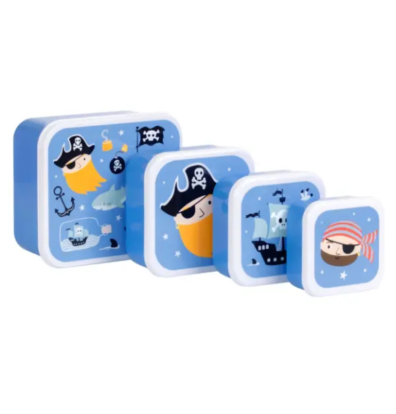 A little lovely company: Σετ 4 δοχεία φαγητού Lunch & Snack Box -Pirates