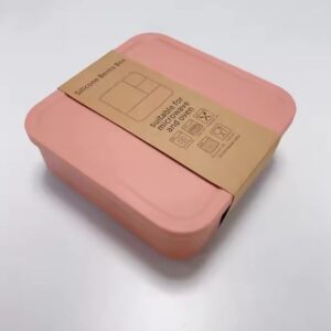 Φαγητοδοχείο Σιλικόνης – 4 Square BentoBox Pink