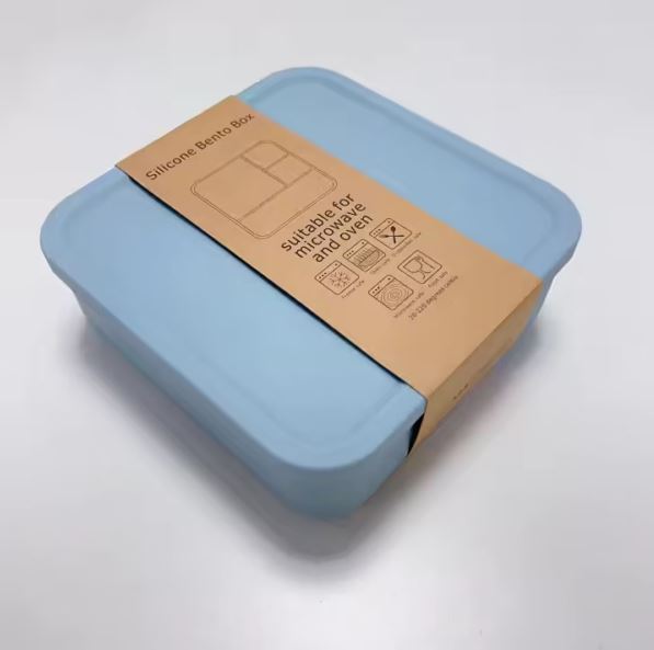 Φαγητοδοχείο Σιλικόνης – 4 Square BentoBox Blue