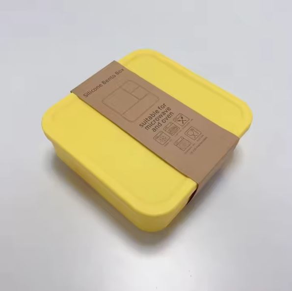 Φαγητοδοχείο Σιλικόνης – 4 Square BentoBox Yellow