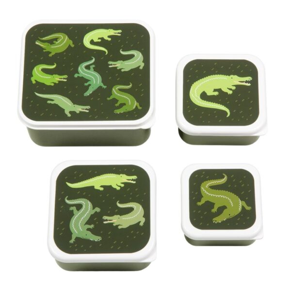 Σετ 4 δοχεία φαγητού Lunch & Snack Box Crocodiles – A little lovely company - Image 2