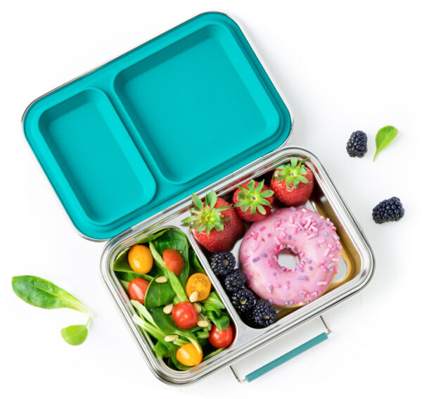 LEKKABOX Duo – Stainless steel lunch box with 2 compartments – Petrol - Image 2