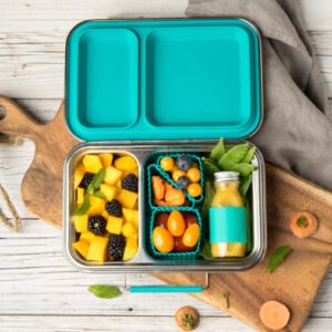 LEKKABOX Duo – Stainless steel lunch box with 2 compartments – Petrol