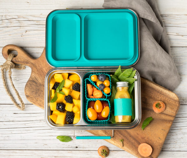 LEKKABOX Duo – Stainless steel lunch box with 2 compartments – Petrol
