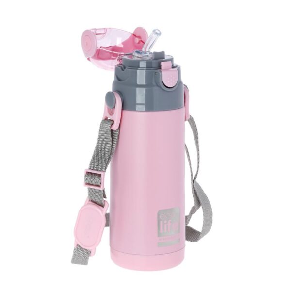 ECOLIFE ΜΕΤΑΛΛΙΚΟ ΘΕΡΜΟΣ ΠΑΙ∆ΙΚΟ 400ml – ΡΟΖ - Image 2