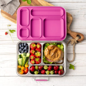 LEKKABOX GRANDE – Stainless Steel Lunchbox with 5 compartments – Berry