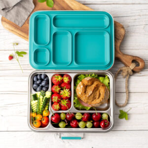 LEKKABOX GRANDE – Stainless Steel Lunchbox with 5 compartments – Petrol