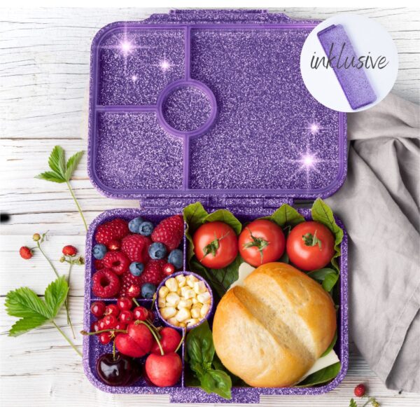Lekkabox Glamour Lunchbox 4 sections – Purple Glitter