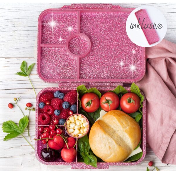 Lekkabox Glamour Lunchbox 4 sections – Pink Glitter