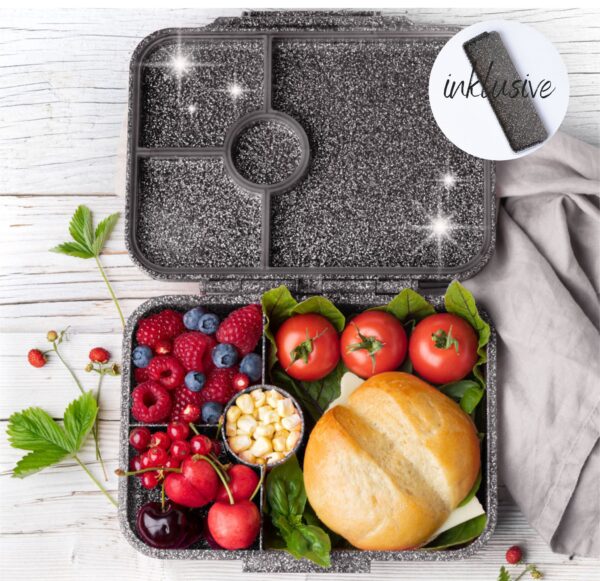 Lekkabox Glamour Lunchbox 4 sections – Black Glitter