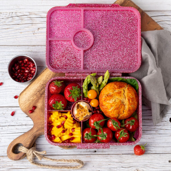 Lekkabox Glamour Lunchbox 4 sections – Pink Glitter - Image 9