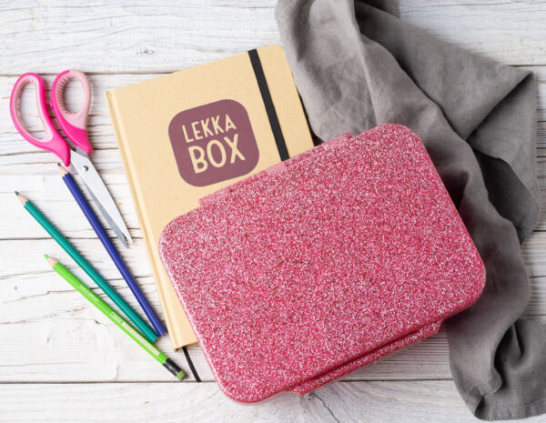 Lekkabox Glamour Lunchbox 4 sections – Pink Glitter - Image 10