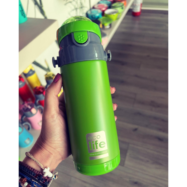 ECOLIFE ΜΕΤΑΛΛΙΚΟ ΘΕΡΜΟΣ ΠΑΙ∆ΙΚΟ 400ml- GREEN - Image 3