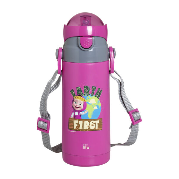 Ecolife Kids Thermos ‘Masha – Earth First’ 400ML (magenta)