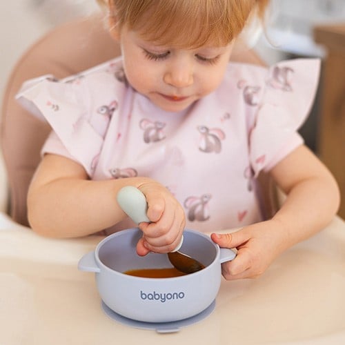 BabyOno: Μπολάκι σιλικόνης με λαβές, καπάκι & βάση με βεντούζα – Blue - Image 6