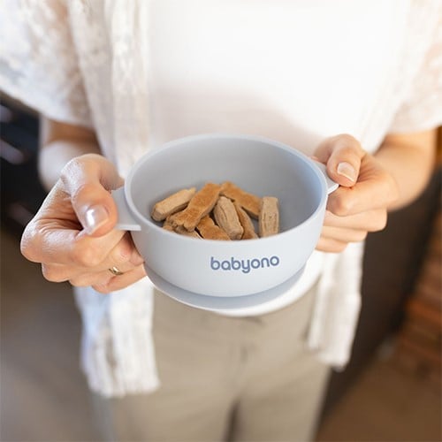 BabyOno: Μπολάκι σιλικόνης με λαβές, καπάκι & βάση με βεντούζα – Blue - Image 7