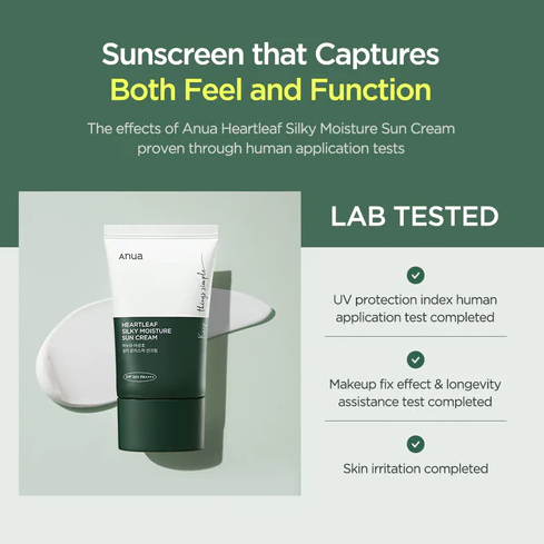 Anua Heartleaf Silky Moisture Sun Cream Αντηλιακή κρέμα για ευαίσθητο δέρμα SPF50+ PA++++ 50ml - Image 4