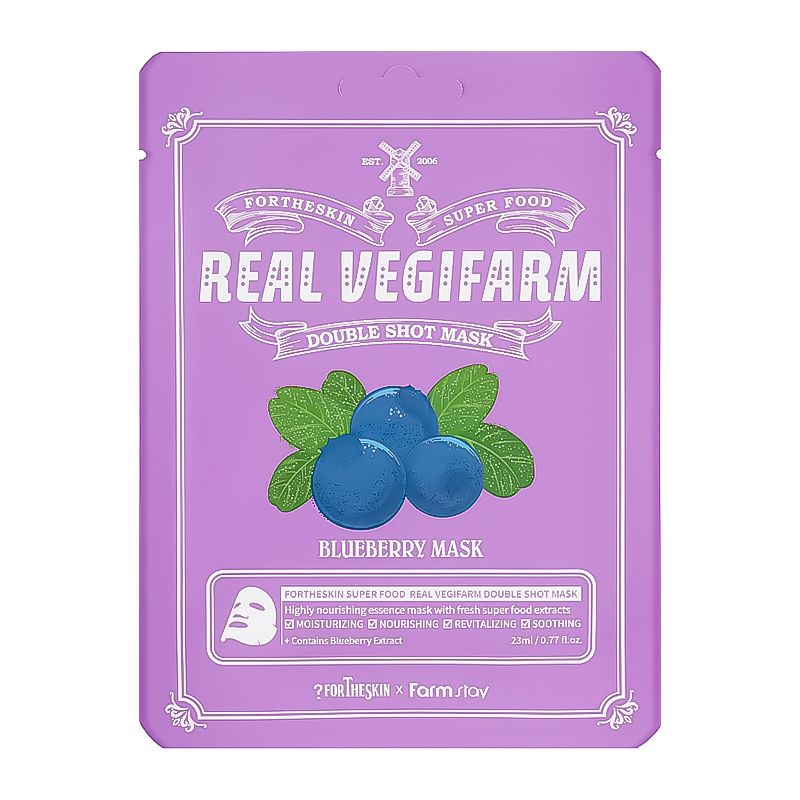 Fortheskin Super Food Real Vegifarm Double Shot Mask Blueberry 23ml