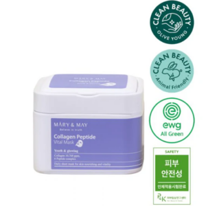 Mary & May Collagen Peptide Vital Mask Pack για βελτίωση των ρυτίδων (30 Sheets Masks)