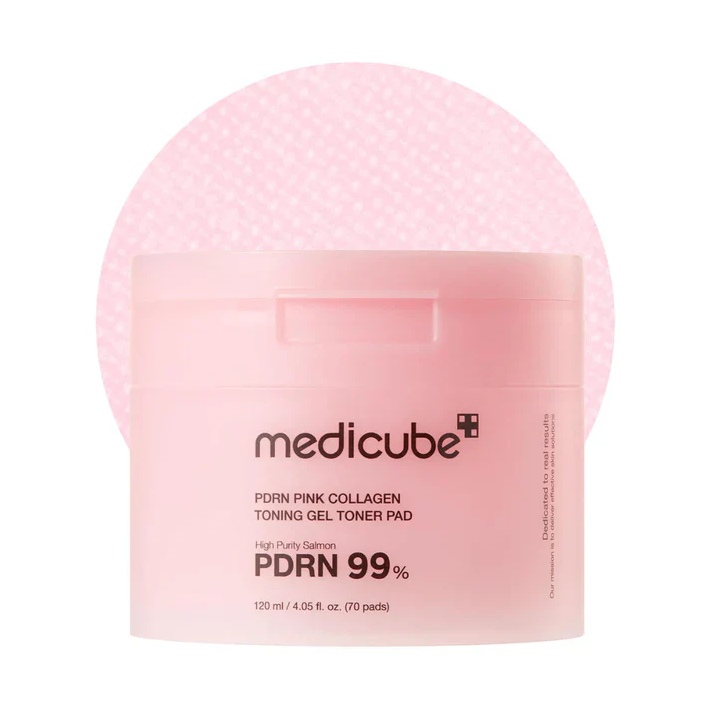 Medicube PDRN Pink Collagen Toning Gel Toner Pad – Επιθέματα εντατικής ενυδάτωσης, σύσφιξης & λάμψης 70 pcs