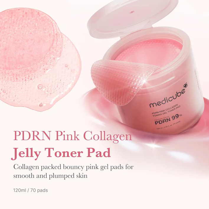 Medicube PDRN Pink Collagen Toning Gel Toner Pad – Επιθέματα εντατικής ενυδάτωσης, σύσφιξης & λάμψης 70 pcs - Image 2