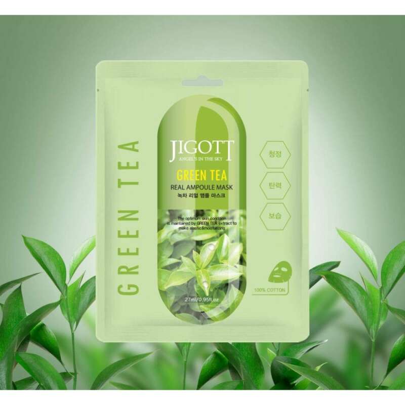 Jigott Green Tea Real Ampoule Mask 27ml - Image 2